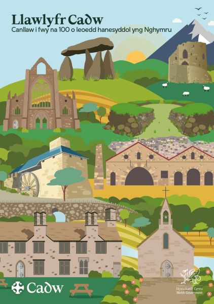 Llawlyfr Cadw Canllaw i fwy na 100 o leoedd hanesy